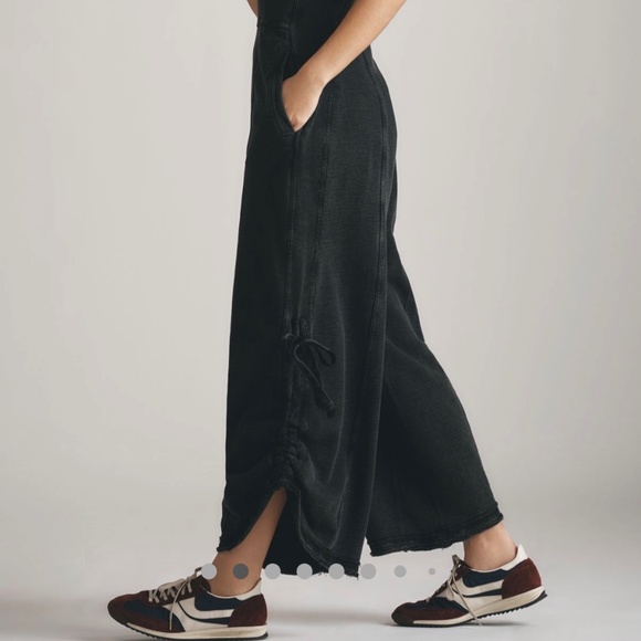 Anthropologie Daily Practice "Horizon Wide-Leg Black Knit Jumpsuit" Size Medium - Picture 5 of 13